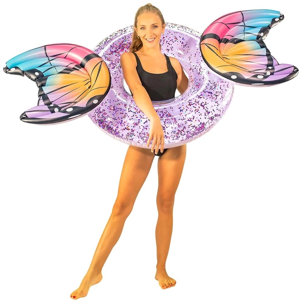 Purple Glitter Butterfly Pool Tube